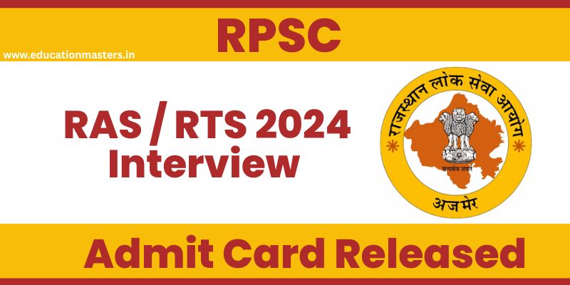 rpsc ras/rts 2024 interview admit card